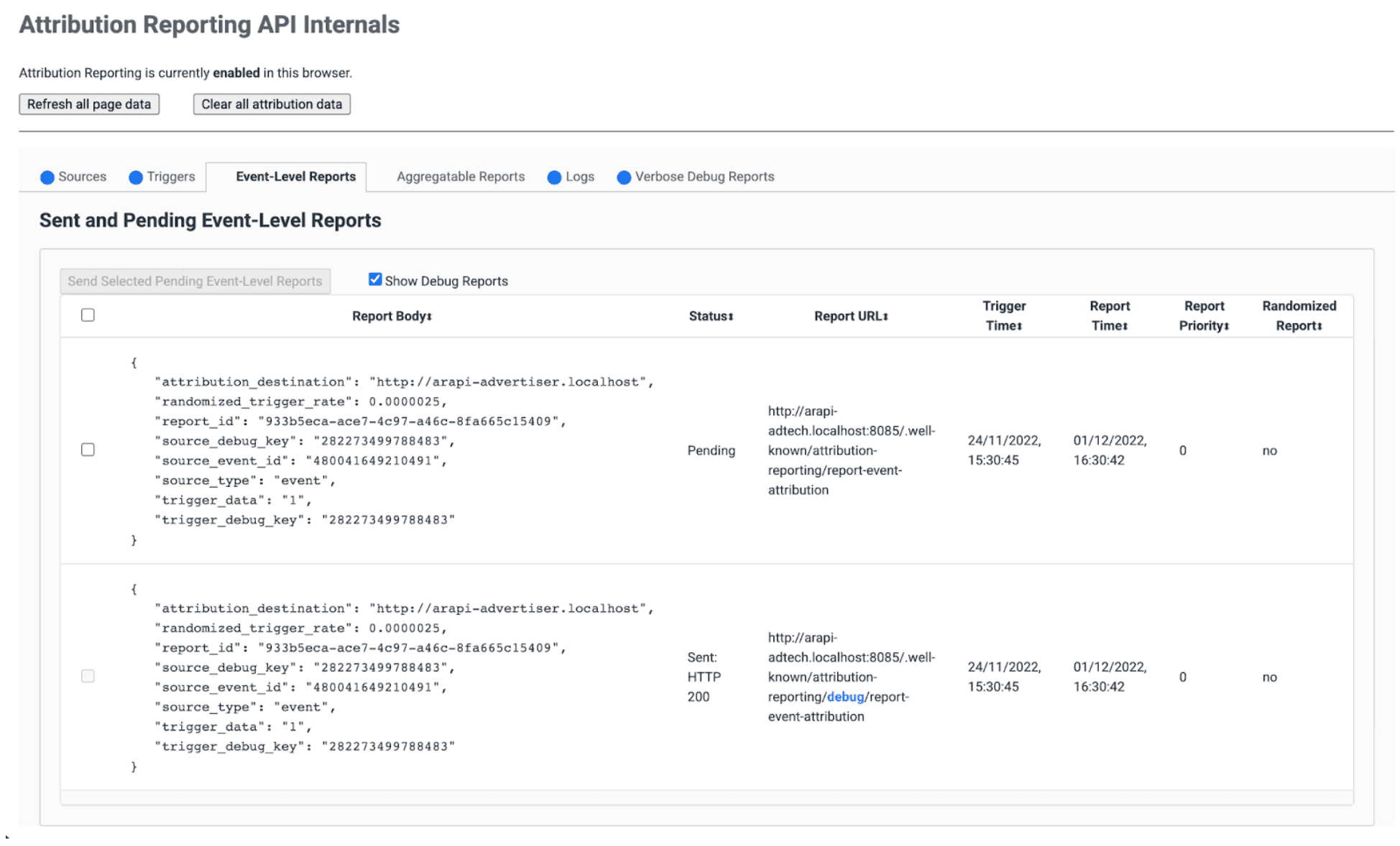 Screenshot: elementi interni dell&#39;attribuzione